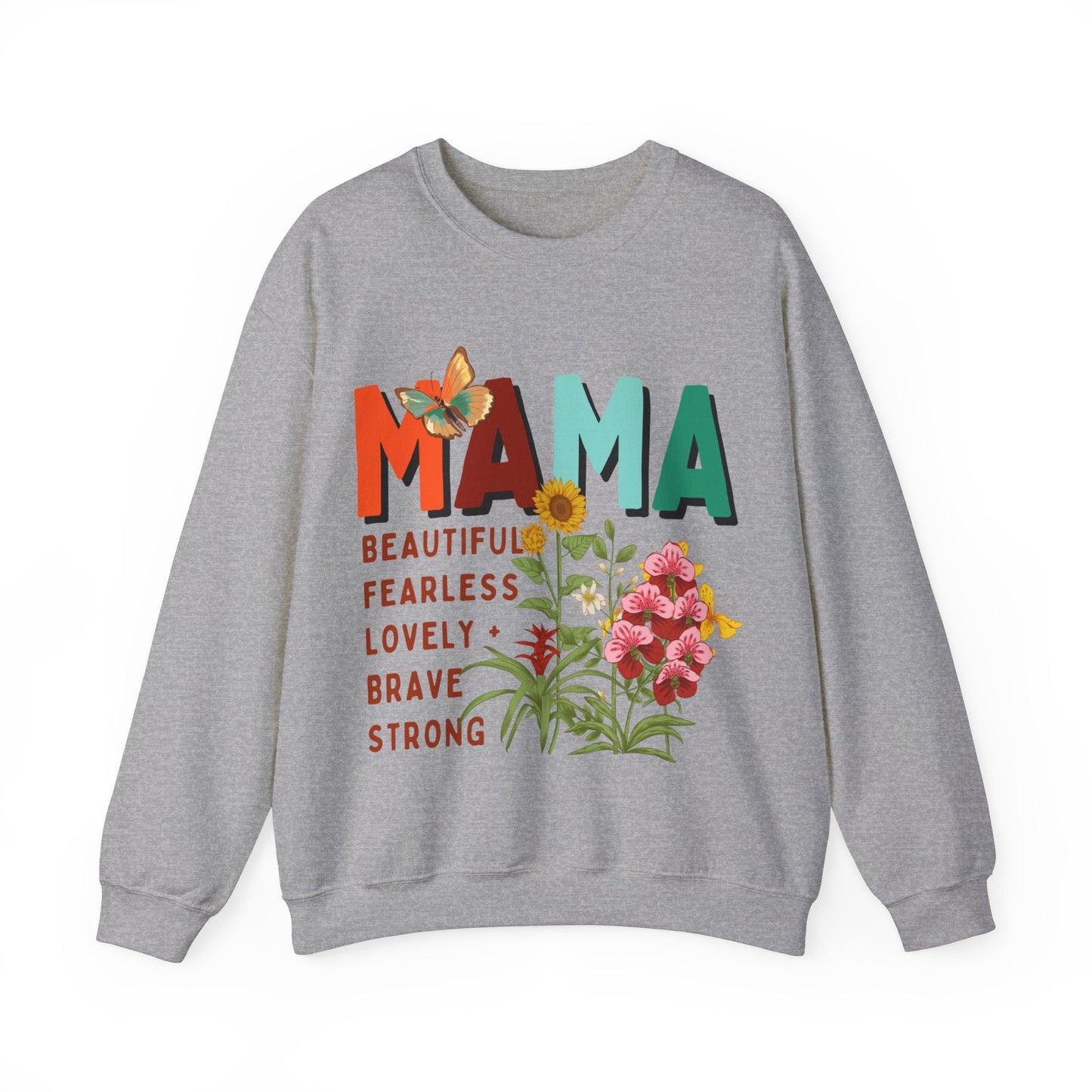 Mama: beautiful, fearless, lovely, brave & strong Women's Heavy Blend™ Crewneck Sweatshirt