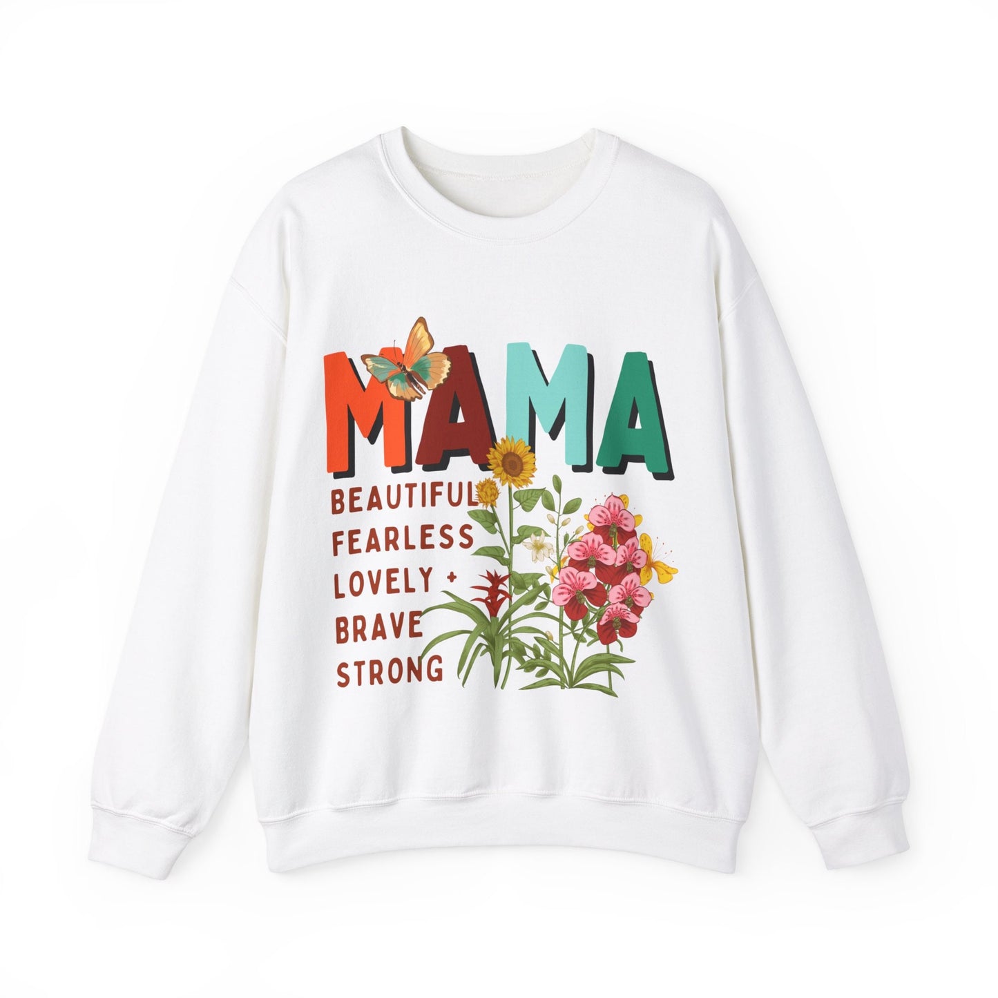 Mama: beautiful, fearless, lovely, brave & strong Women's Heavy Blend™ Crewneck Sweatshirt