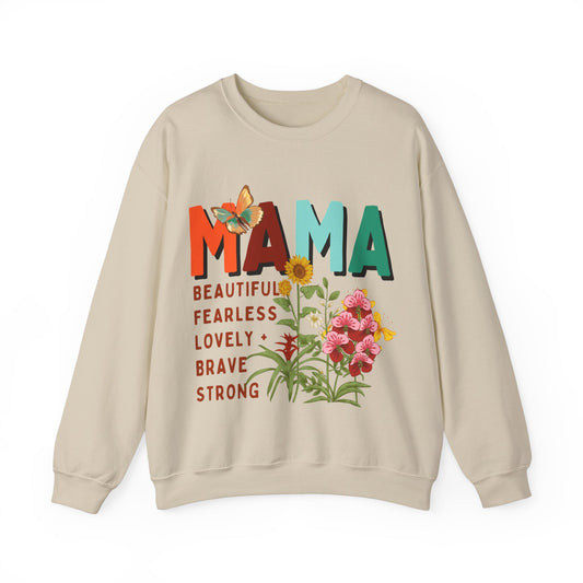 Mama: beautiful, fearless, lovely, brave & strong Women's Heavy Blend™ Crewneck Sweatshirt